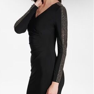 Guess Black Long Sleeve Rhinestoned Dress